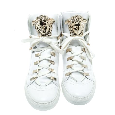 versace white high top sneakers|Versace black and white sneakers.